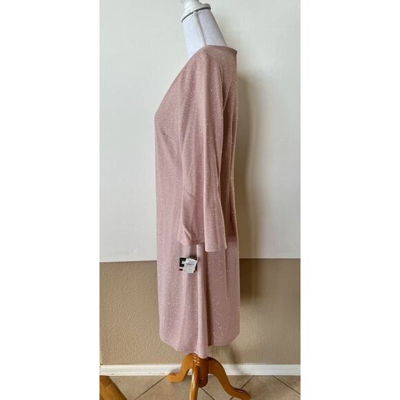 NWT Taylor Neiman Marcus Women's Blush Pink Sparkle Sz 10 Dress Flutter Sleeve - Picture 4 of 12